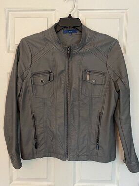 Women's gray fake leather jacket Apt 9 size L